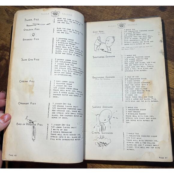 VINTAGE 1941 HERE'S HOW COCKTAILS Wooden Recipe Book Barware Whitfield W Cover - Picture 8 of 11